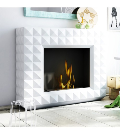 Cheminée bio-éthanol EGZUL  blanc 114 cm