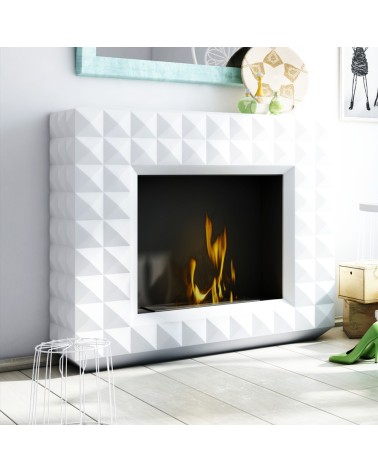 Cheminée bio-éthanol EGZUL  blanc 114 cm