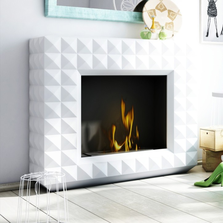 Cheminée bio-éthanol EGZUL  blanc 114 cm