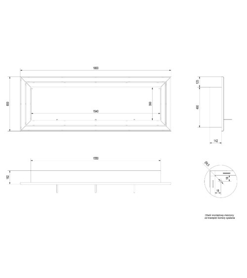 Cheminée bio-éthanol JULIET 180 cm