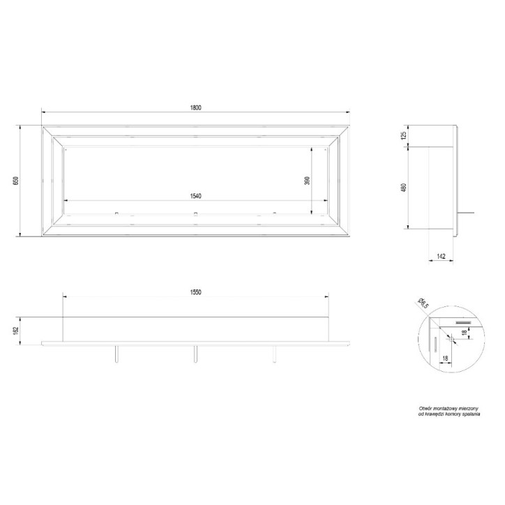 Cheminée bio-éthanol JULIET 180 cm