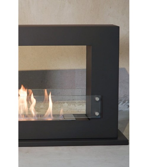 Cheminée bioéthanol avec support noir CADRE