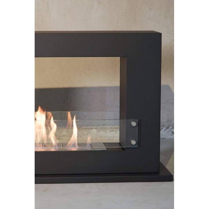 Cheminée bioéthanol avec support noir CADRE