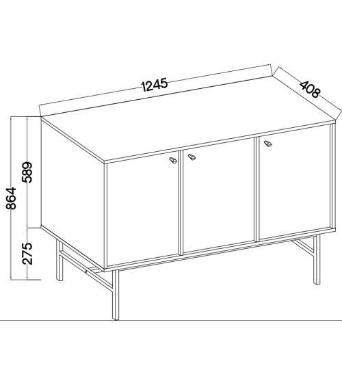 Buffet TOKYO Vert eucalyptus 125 cm 3 portes