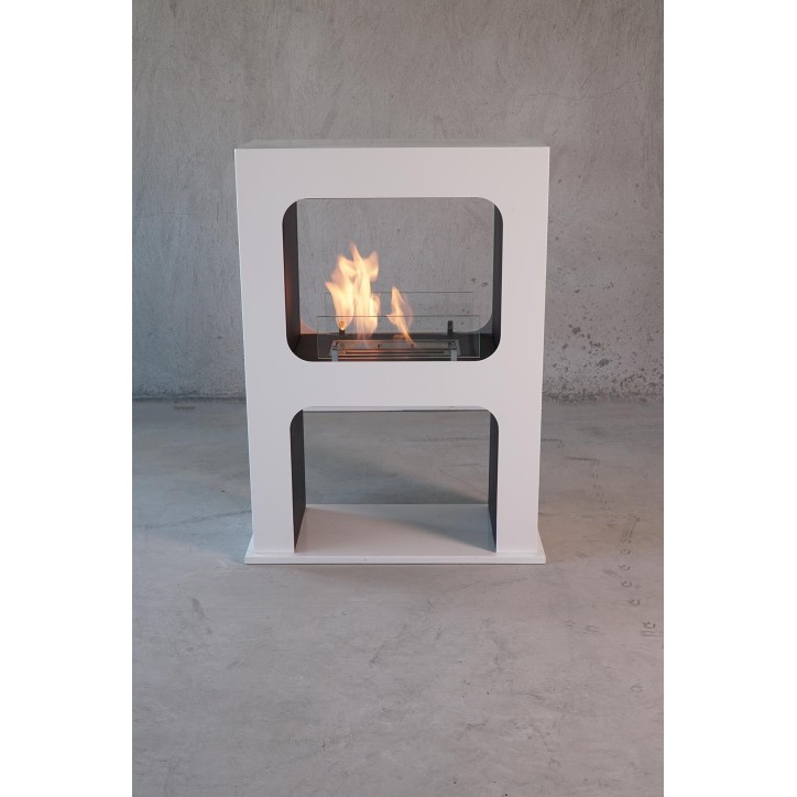 Cheminée bioéthanol autoportante HUIT blanc
