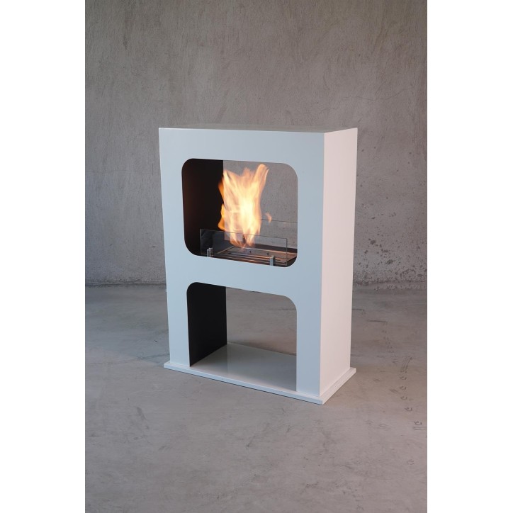 Cheminée bioéthanol autoportante HUIT blanc
