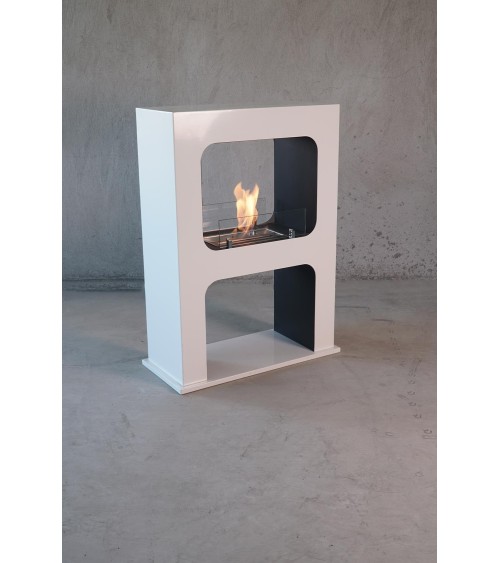 Cheminée bioéthanol autoportante HUIT blanc