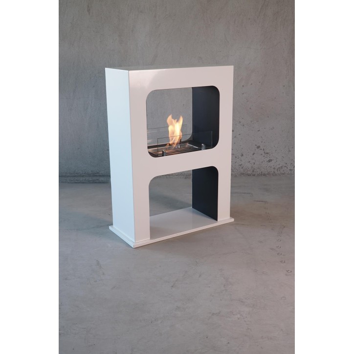 Cheminée bioéthanol autoportante HUIT blanc