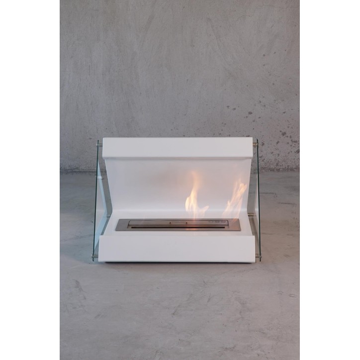 Cheminée bioéthanol sur pied BOITIER blanc