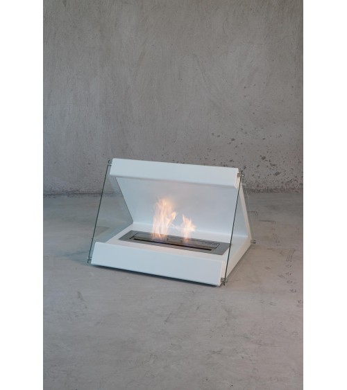 Cheminée bioéthanol sur pied BOITIER blanc