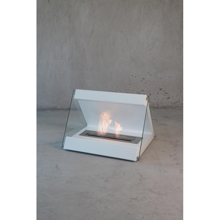 Cheminée bioéthanol sur pied BOITIER blanc