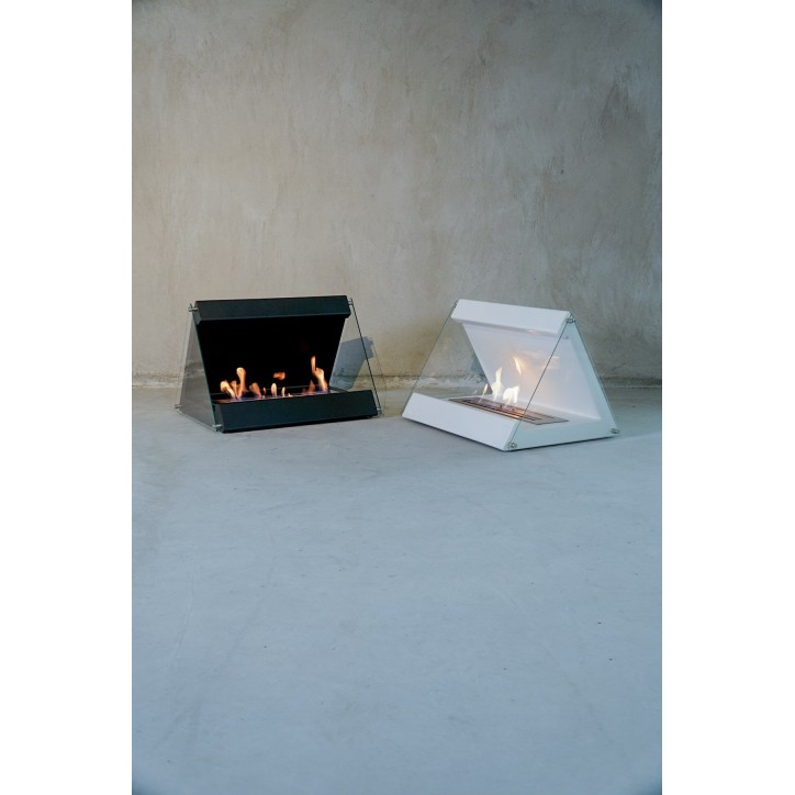 Cheminée bioéthanol sur pied BOITIER blanc