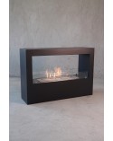 Cheminée bioéthanol avec support noir CADRE II