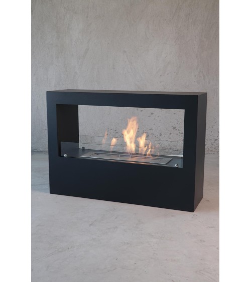 Cheminée bioéthanol avec support noir CADRE II