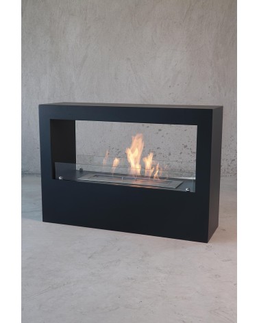 Cheminée bioéthanol avec support noir CADRE II