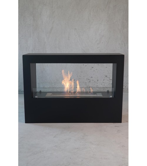 Cheminée bioéthanol avec support noir CADRE II