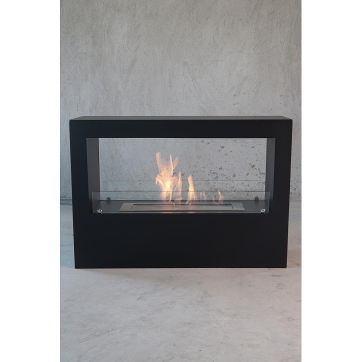 Cheminée bioéthanol avec support noir CADRE II Cheminée bioéthanol avec support noir CADRE II