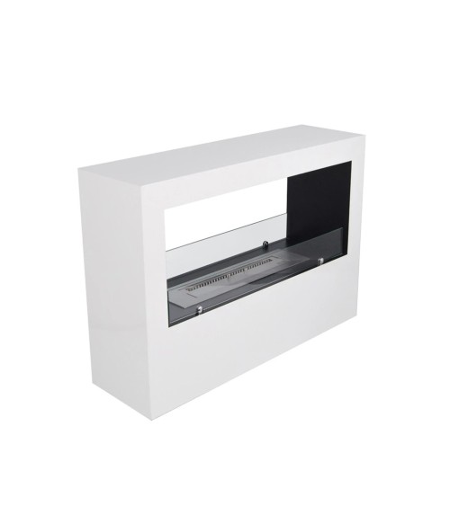 Cheminée bioéthanol avec support blanc CADRE II