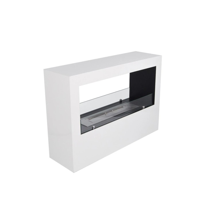 Cheminée bioéthanol avec support blanc CADRE II Cheminée bioéthanol avec support blanc CADRE II