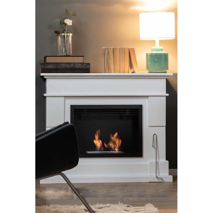 Cheminée bioéthanol avec support blanc FEU