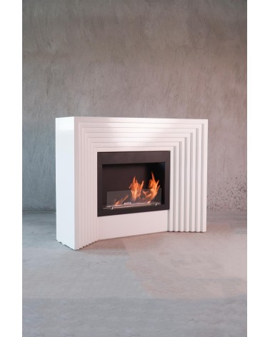 Cheminée bioéthanol avec support blanc FEU II