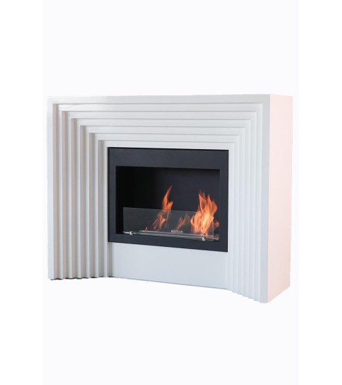 Cheminée bioéthanol avec support blanc FEU II