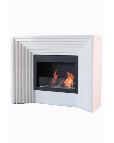 Cheminée bioéthanol avec support blanc FEU II