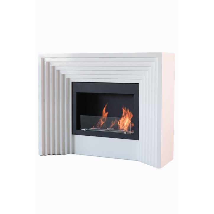 Cheminée bioéthanol avec support blanc FEU II