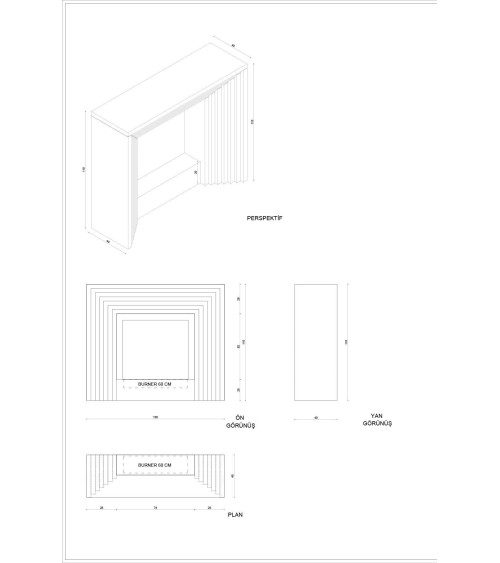 Cheminée bioéthanol avec support blanc FEU II