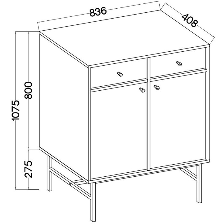 Buffet TOKYO Vert eucalyptus 80 cm 2 portes + 2 tiroirs
