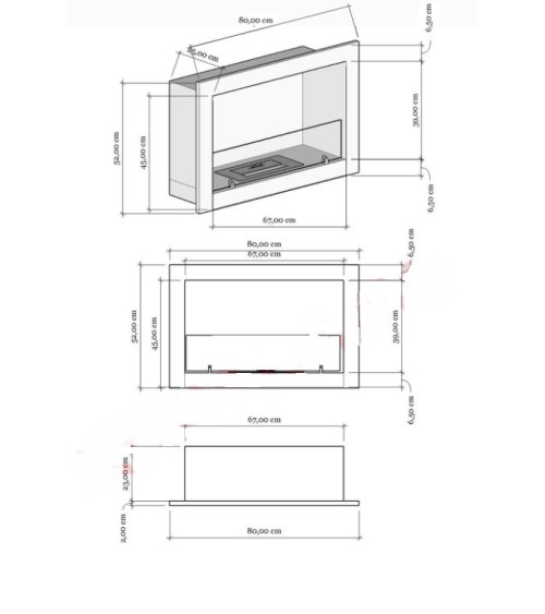 Cheminée BIOETHANOL ENCASTRABLE 80 CM