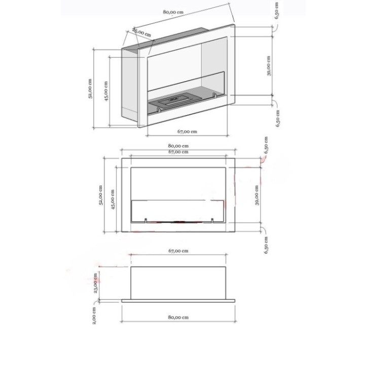 Cheminée BIOETHANOL ENCASTRABLE 80 CM Cheminée BIOETHANOL ENCASTRABLE 80 CM