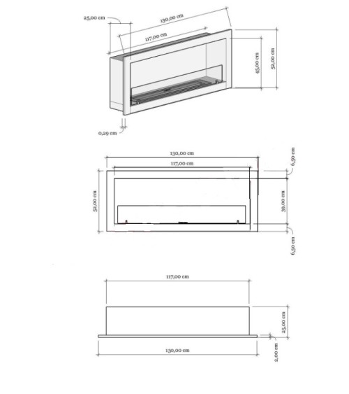 Cheminée BIOETHANOL ENCASTRABLE 130 CM