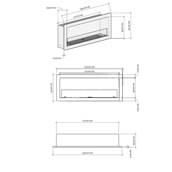 Cheminée BIOETHANOL ENCASTRABLE 130 CM Cheminée BIOETHANOL ENCASTRABLE 130 CM