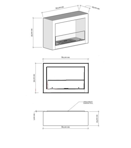 Cheminée BIOETHANOL MURALE 80 CM