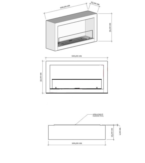 Cheminée BIOETHANOL MURALE 100 CM