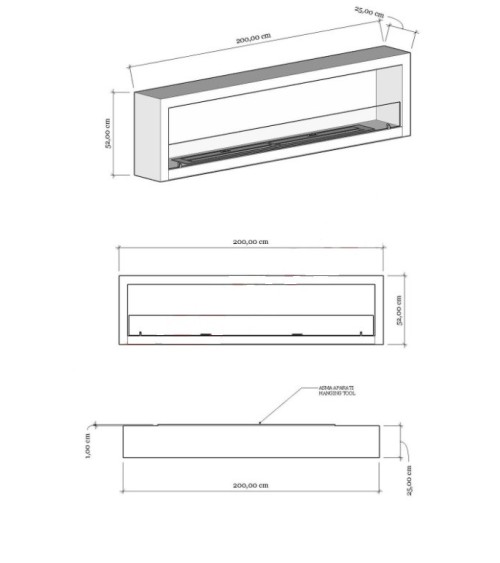 Cheminée BIOETHANOL MURALE 200 CM