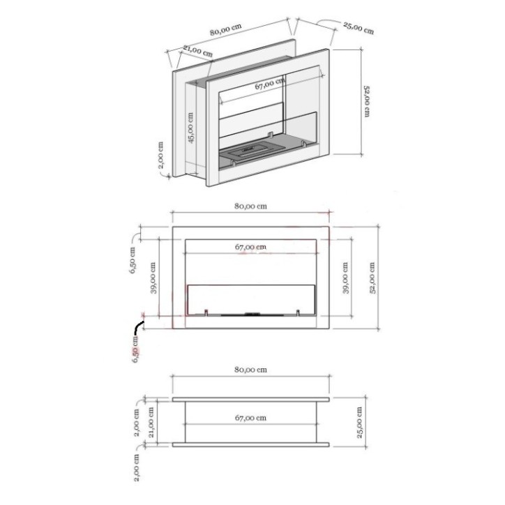 Cheminée BIOETHANOL double face 80 cm Cheminée BIOETHANOL double face 80 cm