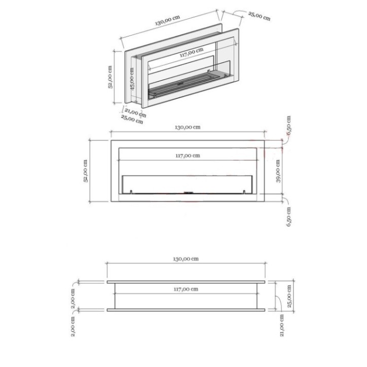 Cheminée BIOETHANOL double face 130 cm Cheminée BIOETHANOL double face 130 cm