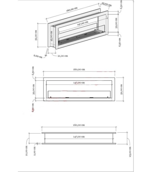 Cheminée BIOETHANOL double face 160 cm