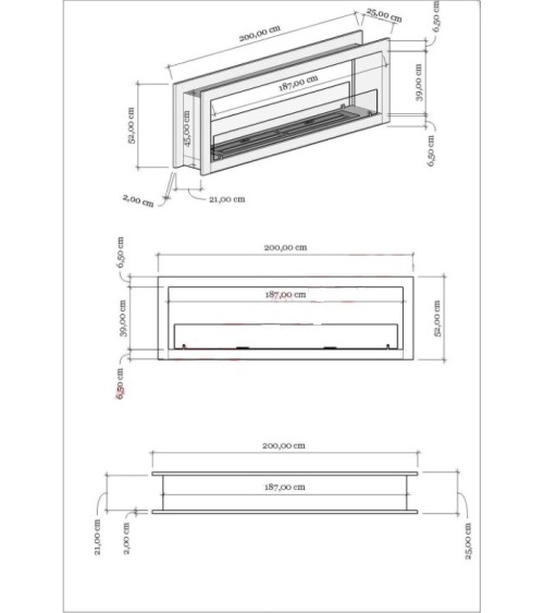 Cheminée BIOETHANOL double face 200 cm