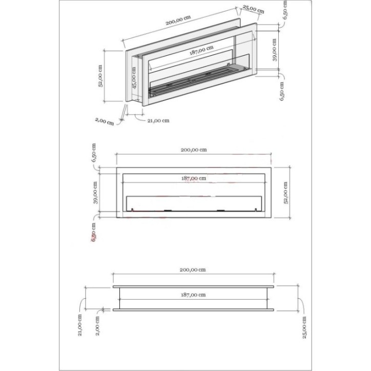 Cheminée BIOETHANOL double face 200 cm Cheminée BIOETHANOL double face 200 cm