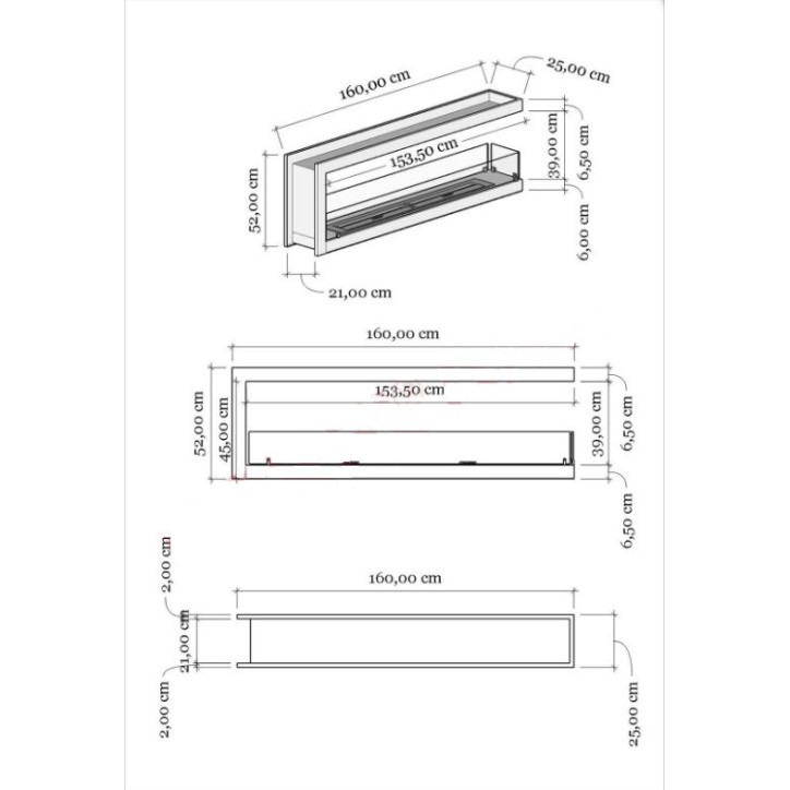 Cheminée BIOETHANOL U double face 160 cm Cheminée BIOETHANOL U double face 160 cm