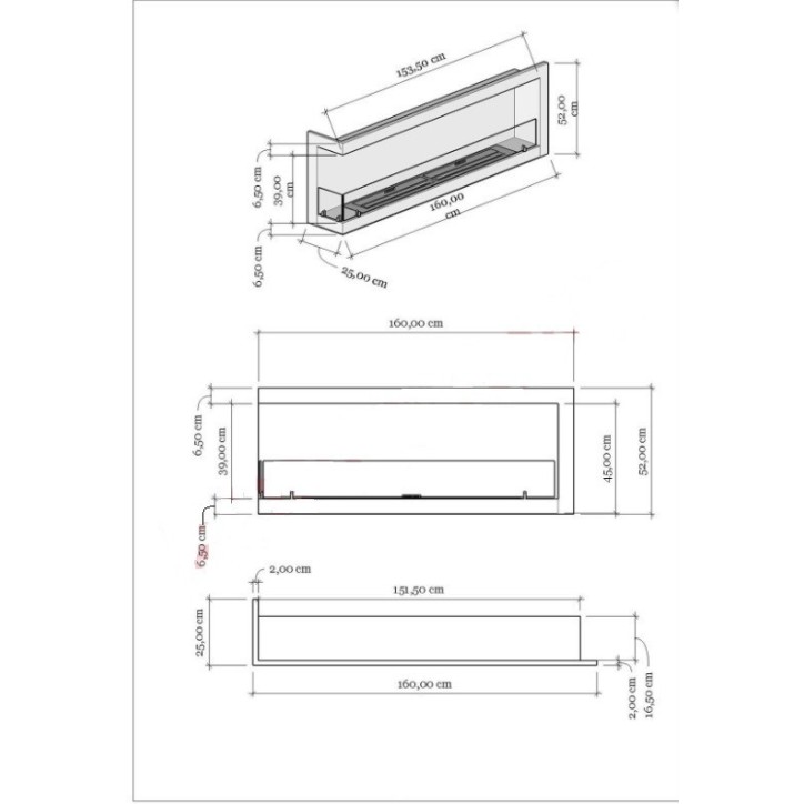 Cheminée BIOETHANOL MURALE 160 CM coin gauche Cheminée BIOETHANOL MURALE 160 CM coin gauche