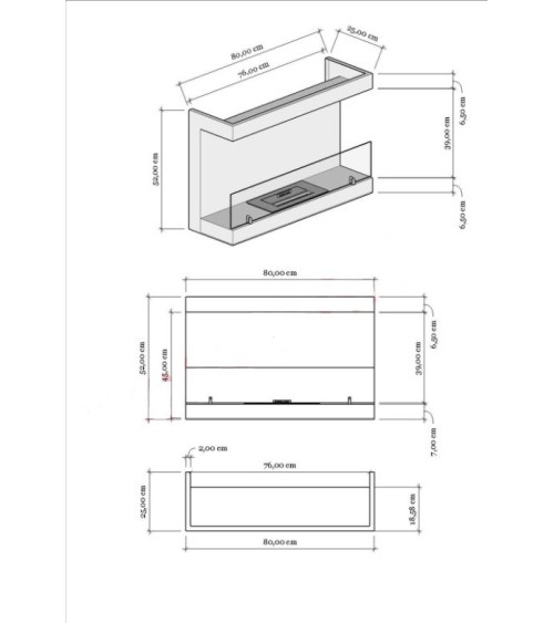 Cheminée BIOETHANOL MURALE 80 CM double ouverture latérale