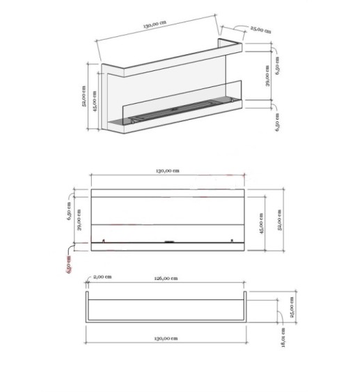 Cheminée BIOETHANOL MURALE 130 CM double ouverture latérale