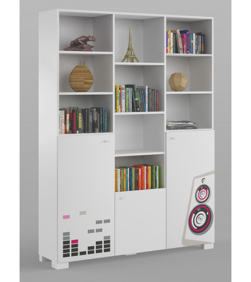Bibliothèque MUSIC, 150 cm blanc