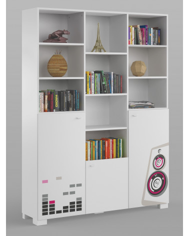 Bibliothèque MUSIC, 150 cm blanc