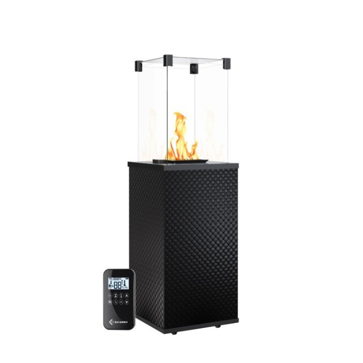 CHAUFFAGE EXTÉRIEUR GAZ PATIO MINI DE VERRE NOIR MATELASSÉ CONTRÔLE AUTOMATIQUE 8,2 KW CHAUFFAGE EXTÉRIEUR GAZ PATIO MINI DE VERRE NOIR MATELASSÉ CONTRÔLE AUTOMATIQUE 8,2 KW