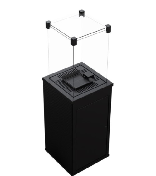 CHAUFFAGE EXTÉRIEUR GAZ PATIO MINI DE VERRE NOIR MATELASSÉ CONTRÔLE AUTOMATIQUE 8,2 KW